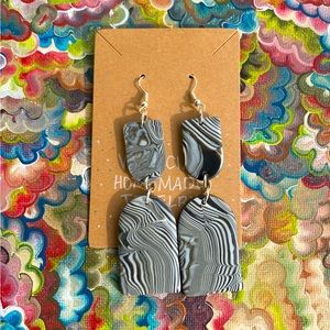 Black and White stripped handmade earrings